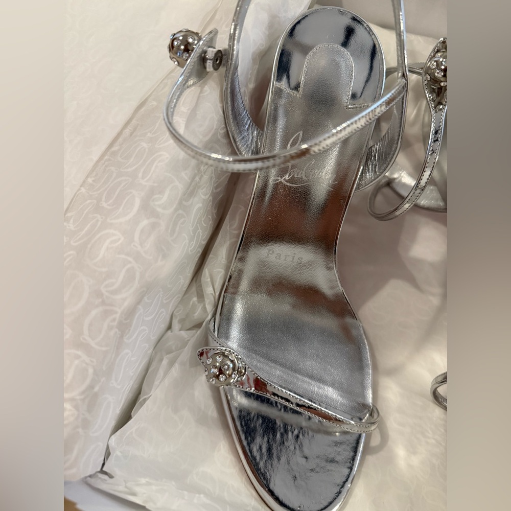 CHRISTIAN LOUBOUTIN, Atmospheria mirrored leather sandals, size 40, worn once - Picture 5 of 7